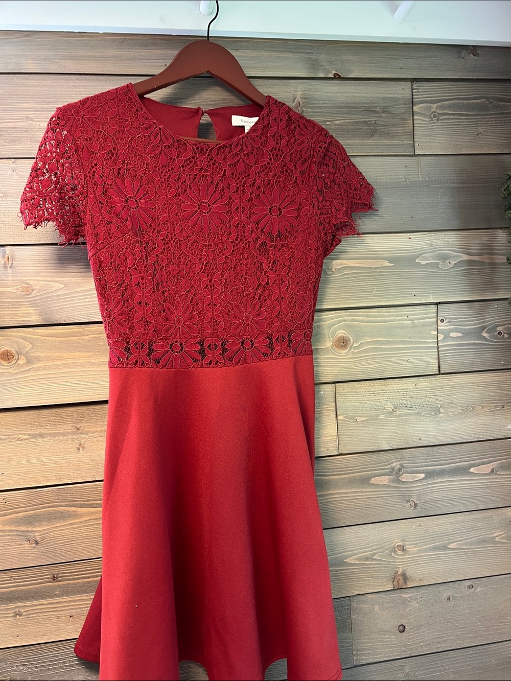 Red Lace Bodice Fit & Flare Dress